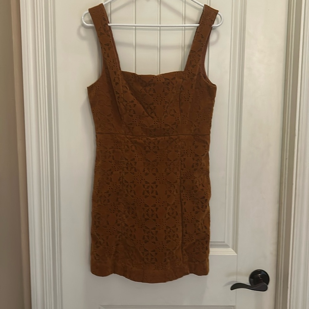 Anthropologie Brown Lace Mini Dress